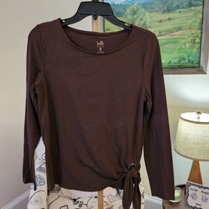 Belle Chocolate Brown Long Sleeve Blouse Sz XXS